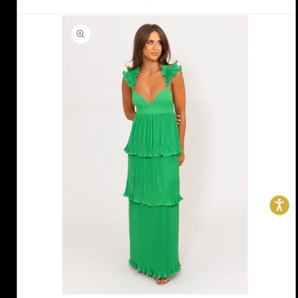 Karlie pleated green maxi dress